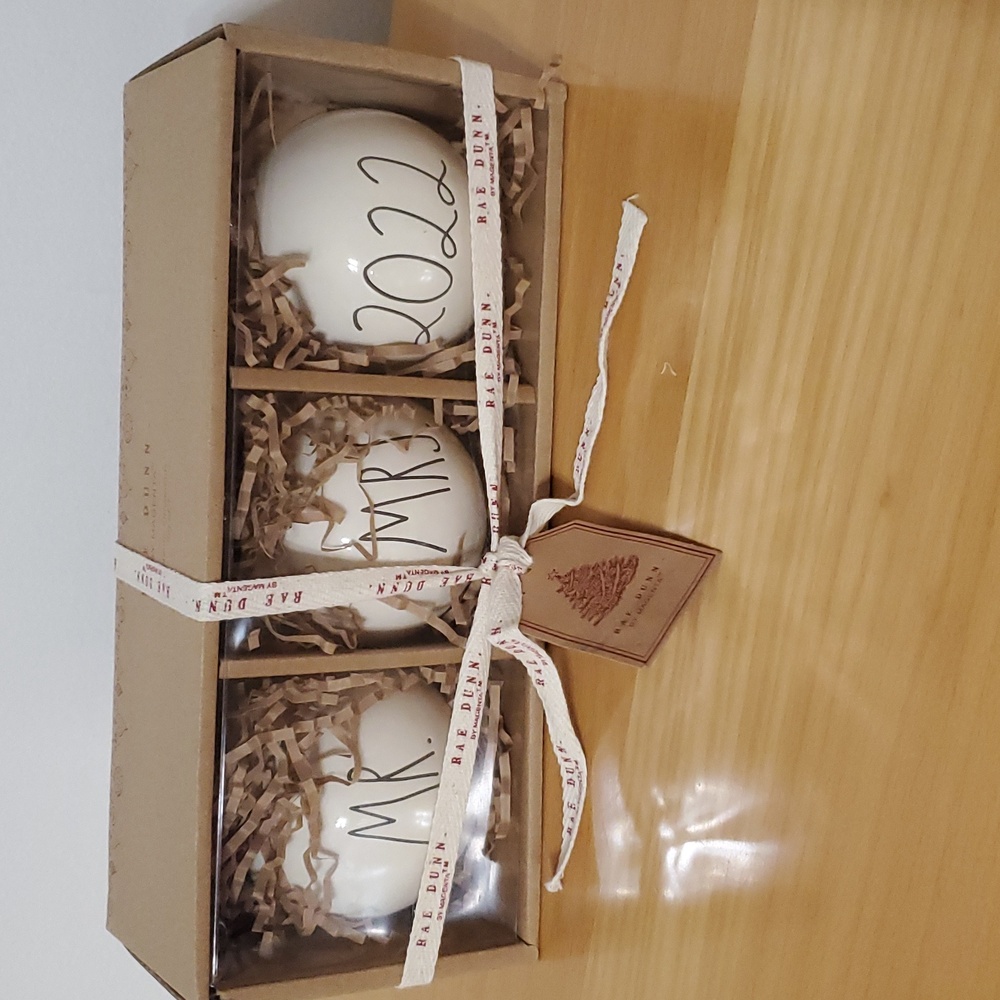 NIB Rae Dunn MR. MRS. 2022 Christmas Ornaments